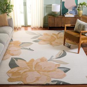 Ковер SAFAVIEH, 183 x 275 см, - коллекция Jardin - цвета ivory и beige, ручная работа из шерсти, цветочный дизайн, идеально для гостиной, спальни, столовой (JAR403B)
