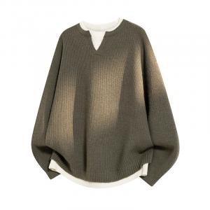 Вязаный комплект Unisex с V-образным вырезом Moderate Mock VanCamel, хаки