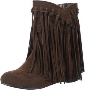 Женские ботильоны Bellirala с скрытой танкеткой, бахромой и кисточками, Brown