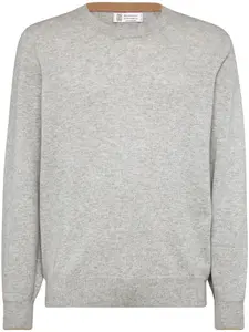 Кашемировый пуловер с круглым вырезом Brunello Cucinelli, серый