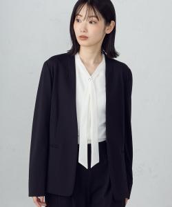 Куртка без воротника из меланжевого трикотажа и нейлона с вискозным наполнителем