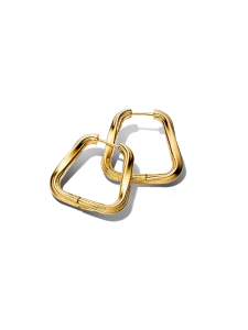 Большие серьги-кольца с закрученным треугольником Pandora, 14-каратное золотое покрытие