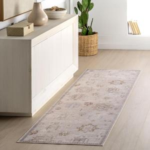 nuLOOM ковер 77 x 366 см для гостиной, спальни, кухни, столовой, Vivica Beige, машинная стирка, водонепроницаемая поверхность, защита от протеканий, противоскользящая основа, устойчивый к пятнам