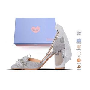 Туфли-лодочки на массивном каблуке 8 см Xingdiman серебристые [подарочная упаковка] Серебристые 6 см [подарочная упаковка] + подарок