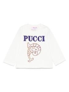 Футболка PUCCI Junior с вышитым логотипом, белый