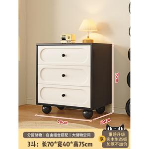 Mikemijia Комод 70 см для спальни из массива дерева, 3 ящика, черно-белый двухцветный