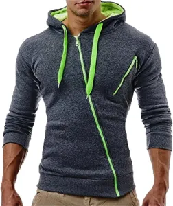 Мужская спортивная толстовка с капюшоном на молнии и карманами
