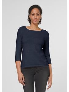 MADELEINE Кашемировый свитер с вырезом-лодочкой темно-синего цвета