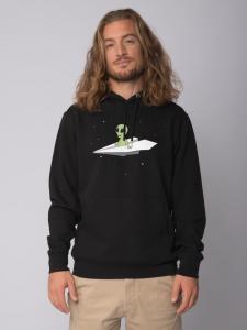 Толстовка wat? Apparel Sweatshirt Alien on a paper plane, черный