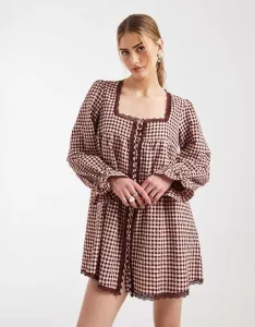 Розовое платье мини в клетку с кружевной отделкой ASOS DESIGN