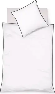 Постельное белье Black Premium Swiss Satin с 3-сторонней окантовкой, однотонное белое, размер 135x200 см Fleuresse