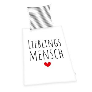 Постельное белье Herding Lieblingsmensch, хлопковая ткань - белая / черная