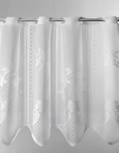 Шторы Kranzusch, шторы для кафе, жаккардовый цветочный узор, 60x198 см (В/Ш), белые, шторы для бистро, кухонные шторы, 1 упаковка Gardinen Kranzusch