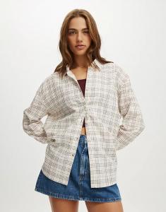 Рубашка с длинными рукавами Cotton On Haven бежевого цвета Cotton On