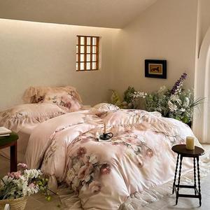 UJNHGQ Комплект постельного белья с кружевными рюшами и винтажным цветочным принтом Color 1