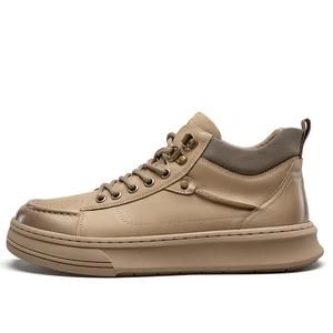 YEARCON Повседневные кожаные туфли мужские высокие желто-коричневые