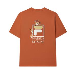 Футболка Maison Kitsune Little Fox мужская, древняя вышивка, orange FILA, оранжевый