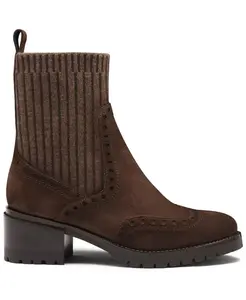 Женские замшевые ботильоны на низком каблуке в виде хорька Santoni, коричневый