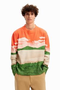 Свитер с пейзажным принтом