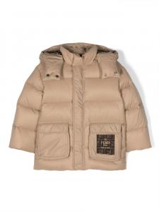 Пуховик с логотипом Fendi Kids, нейтральный