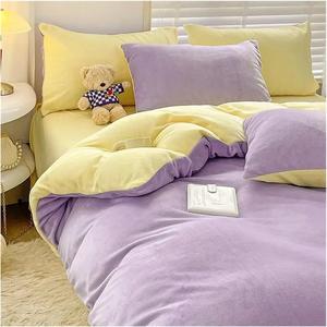 ADovz Комплект постельного белья зимний утепленный бархатный молочный