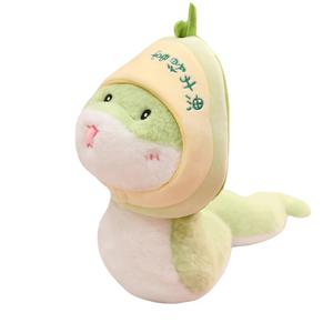 Талисман плюшевая игрушка кукла на год змеи 2025 "Просыпающийся лев и змея" плюшевая кукла высота 24см/38см MLING, Auspicious Fruit Snake Treasure-So Rich It Flows With Oil