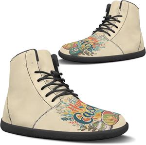 Женские кеды босиком высокие модные с нулевым перепадом подошвы, широкий размер, из PU кожи, на шнуровке, подарки на День святого Валентина, День святого Патрика, Пасху, размеры US 6-13.5 Quxjehoe, Happy Easter