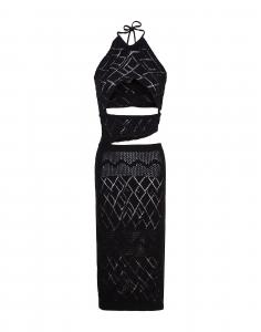 Платье миди Open-Work Knit Cut-Out Mini Dress 8 By Yoox, черный