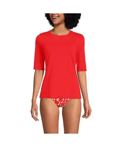 Женский расслабленный рашгард SunShade UPF 50 с рукавом до локтя Lands' End, красный