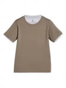 Футболка с круглым вырезом Brunello Cucinelli Kids, коричневый