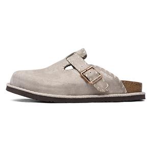 PAIBLOKS Бесшумные нескользящие износостойкие закрытые тапочки унисекс бело-серые, цвет White Gray