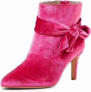 Женские милые ботильоны FOWT с бантом, закрытым острым носком, средним каблуком, гладкой боковой молнией, удобные модные зимние туфли на бал, размеры 4-16 US, Peach Red
