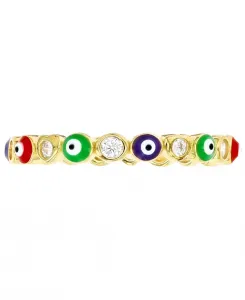 Кольцо-Накладка от сглаза с кубическим цирконием и эмалью из стерлингового серебра с позолотой 14 карат Macy'S, gold