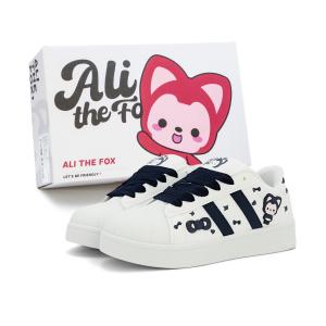 ALI THE FOX Адидас Дизайн Шелл Тоу Пуффи Антискользящие Износостойкие Низкие Кроссовки для Скейтбординга Женские - Белый Синий, цвет White Blue