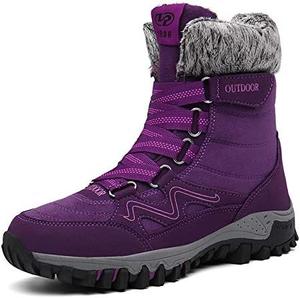 Женские зимние ботинки на снег водоотталкивающие, с теплой подкладкой из меха, противоскользящие, средние по голенищу, водонепроницаемые, повседневные, легкие, для походов на свежем воздухе Qacksv, Purple