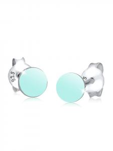 Elli Серьги из серебра 925 пробы, геометрический узор, круг, светло-голубой цвет