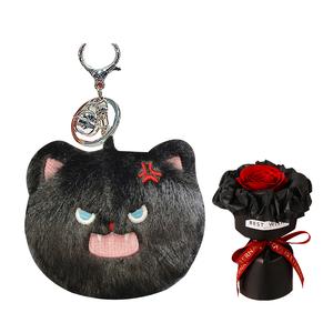 Frizzy Kitten, очаровательные куклы-брелоки с виляющим хвостом, плюшевый кулон, высота 13см Jinnew, черный/розовый