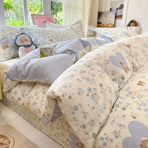 Yalu Комплект постельного белья из 4 предметов (простыня 200 см, пододеяльник 220х240 см), 100% гребенной хлопок, цвет Old Book Wrinkle