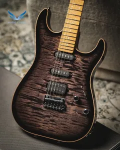 Schecter USA Custom Shop Sunset Custom II SSH FMT-Транспарентный черно-выгоревший с кленовой накладкой грифа и черной окрашенной головкой