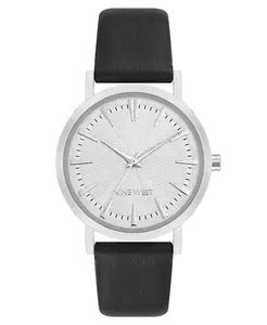 Женские часы Quartz Signature черная кожа и серебристый оттенок, 34 мм Nine West