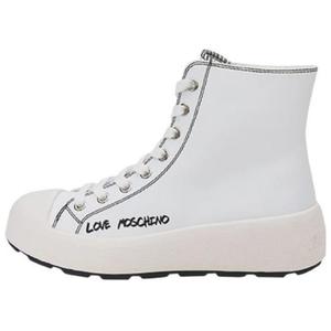 LOVE MOSCHINO Высокие женские скейтбордические туфли из телячьей кожи, белые