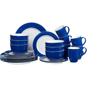 Комбинированный сервиз Ritzenhoff & Breker «Набор посуды, сервиз Doppio», (набор, 24 предмета), в привлекательных цветовых вариациях, 24 предмета, на 6 человек, белый/темно-синий