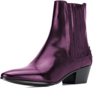 Женские классические закрытые ботильоны Pazzion с заостренным носком, украшенные заклепками, на низком массивном каблуке, зимние ботинки, универсальная обувь для поездок на работу и офиса, размеры US 4-16, Purple