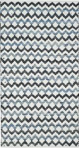 Ковер SAFAVIEH, 77 x 122 см, Montauk Collection, Ivory Blue & Black, ручное плоское плетение из хлопка, идеально для помещений с высокой проходимостью: прихожая, гостиная, спальня (MTK120A)