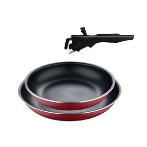 Набор сковород Bergner Click&Cook Red Edition из 3 предметов диаметром 22 и 26 см + съемная эргономичная ручка Прессованный алюминий с антипригарным покрытием для всех типов плит и духовок