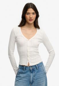 Superdry & Co Кардиган 'Athletic Essential Pointelle' из шерсти, белый