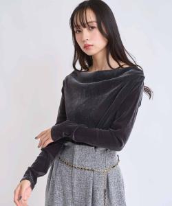 Бархатный драпированный топ Noela, цвет Charcoal Gray