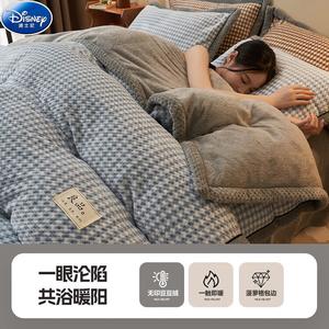 Disney Комплект постельного белья, 120 см, 3 предмета, флис, мелкая синяя клетка