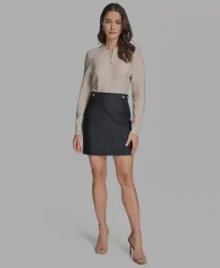 Женская джинсовая мини-юбка с хлястиком на талии BCBG, синий