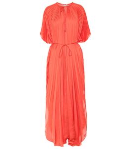 Платье макси из плиссированного атласа Nowra Stella McCartney, Vermillion